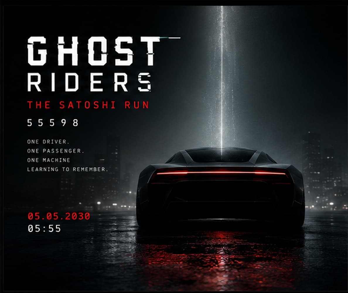 Concept key art poster for Ghosts Riders — The Satoshi Run.