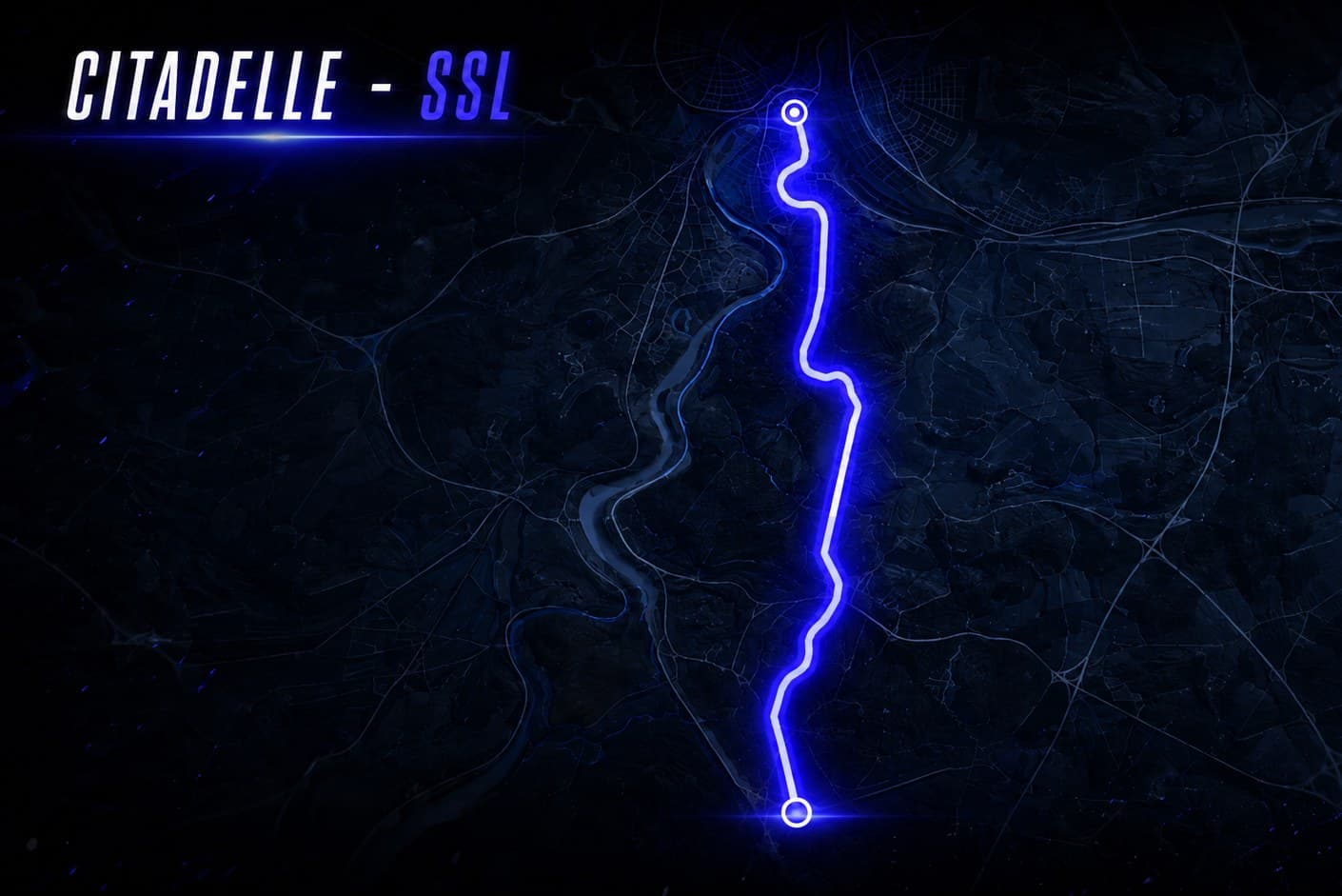 Stylised session plate: a single luminous trace running top to bottom across a dark, unlabelled field, titled CITADELLE - SSL.
